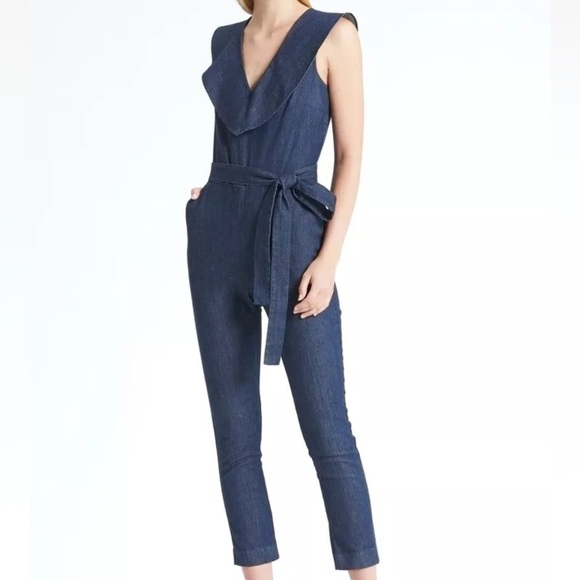 Banana Republic Pants - Banana Republic Ruffle Demin Jumpsuit Sz0